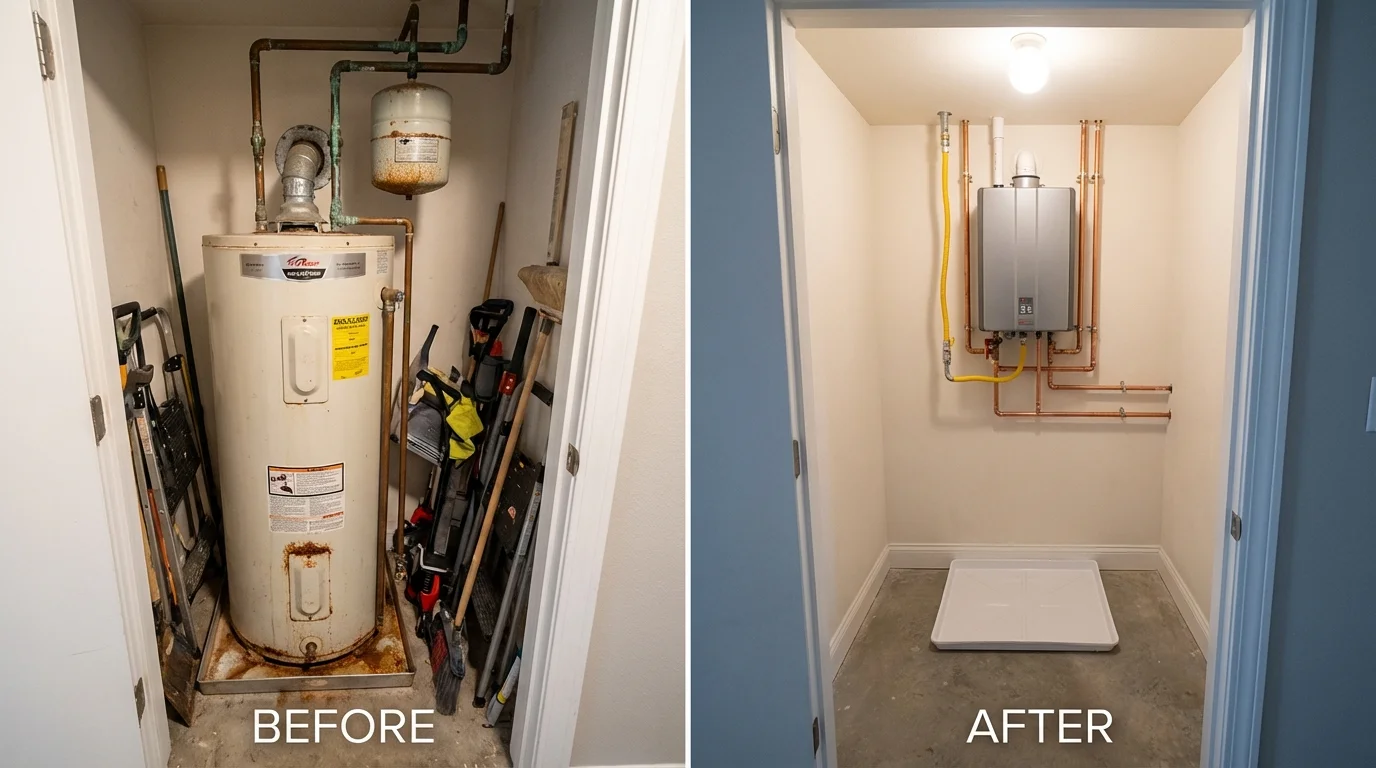 Tank water heater versus wall-mounted tankless unit comparison for Colquitt, GA homeowners