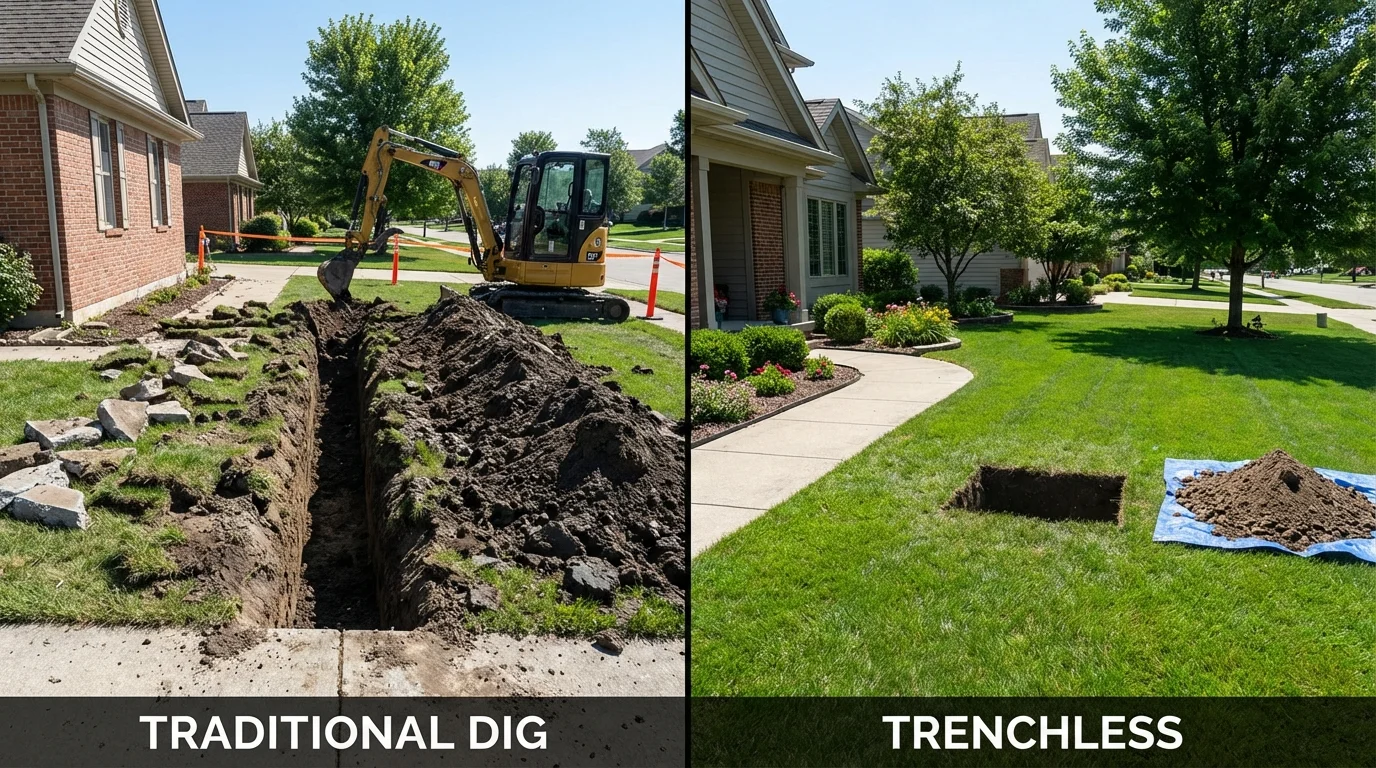 Trenchless sewer repair with minimal yard damage versus traditional excavation in Colquitt, GA